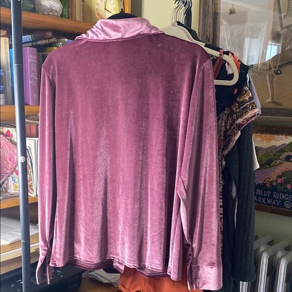 Velour Button-Up Shirt in Mauve - Picture 4 of 4